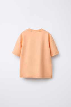 ZARA ФУТБОЛКА С ПРИНТОМ «ПАЛЬМОВЫЙ ЛИСТ», ОРАНЖЕВЫЙ