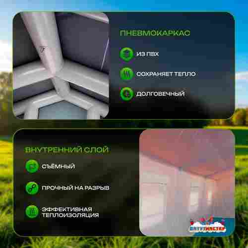 Пневмокаркасная всесезонная палатка «Универсал» 4×2,5×2,5 м — из ПВХ, красная