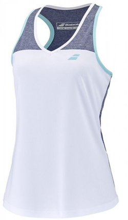 Женский топ теннисный Babolat Play Tank Top Woman - white/blue heather