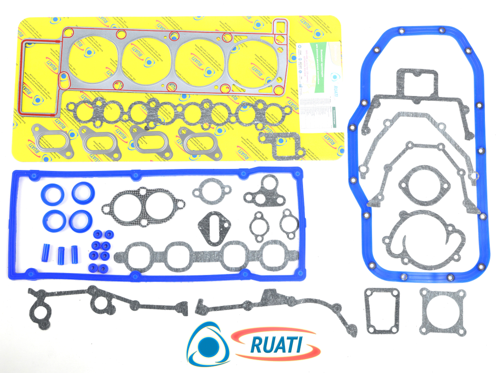 Комплект прокладок двигателя ЗМЗ-406 полный под ГБО для а/м Газель (25 наим., 42 шт., облицованная металлом ГБЦ, силикон, паронит, PTP029023, 040620-4610000-00, 4062.3906022-100, 406.3906022, 040620461000000) ОПТИМА RUATI