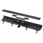 Душевой лоток AZARIO D40 Medium 650 мм, боковой слив, пластиковый, перфорированная решетка, черный (AZ-CH 650 MC)