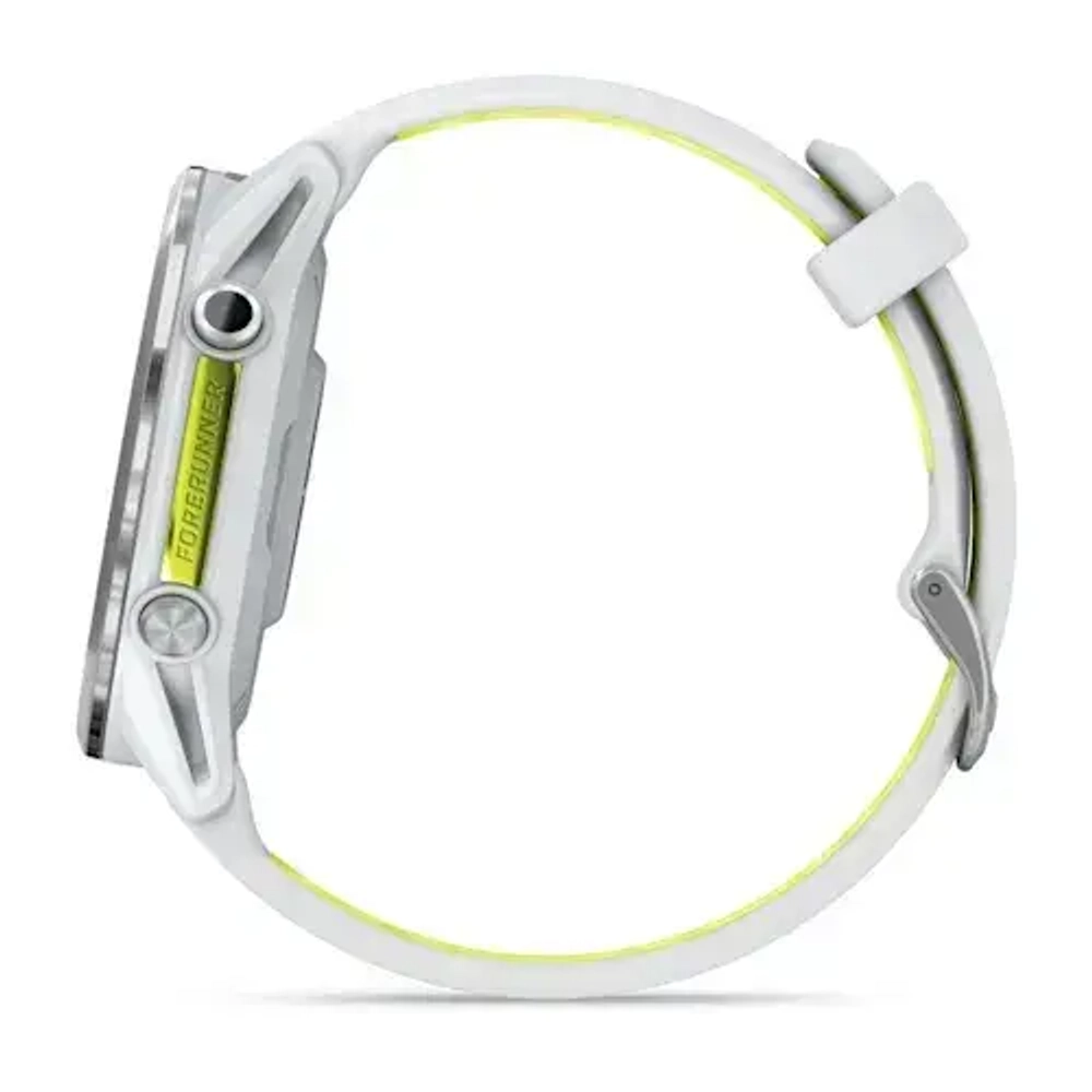 Умные часы Garmin Forerunner 970 с серебристым безелем и желто-белым ремешком