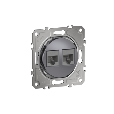Розетка компьютерная RJ45 cat.5e на 2 порта,  цвет сталь,  серия D16,  Donel
