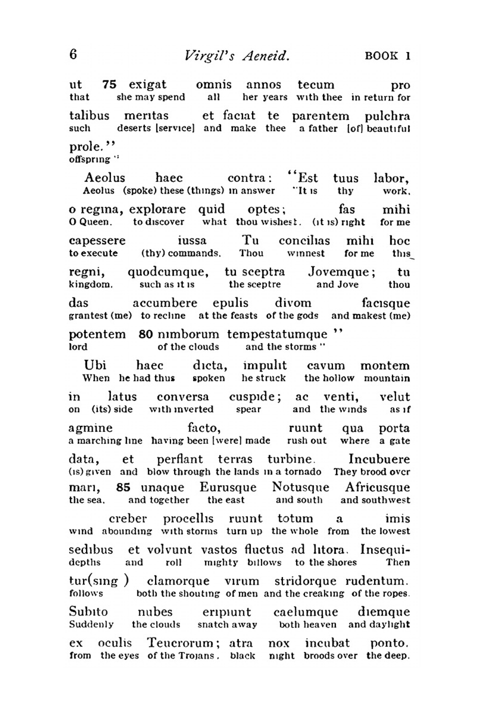 Virgil's Æneid. The original text with a literal interlinear translation. Books 1-6 | Dewey Virgil