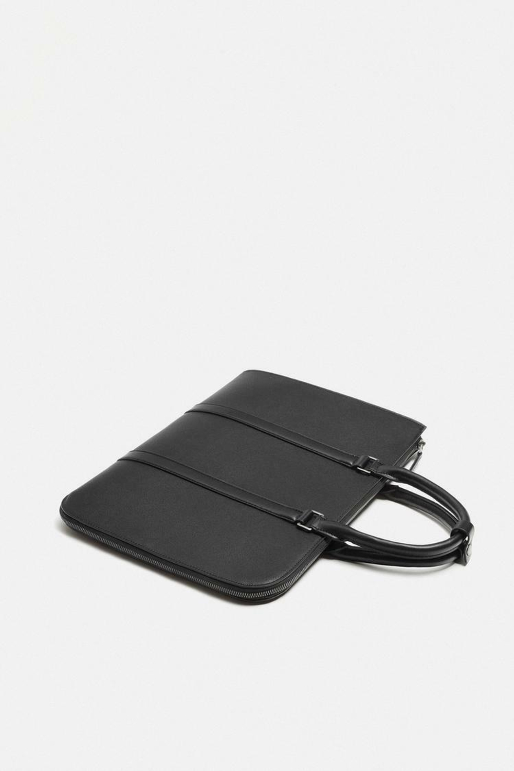 ZARA ПЛОСКИЙ ПОРТФЕЛЬ С ТИСНЕНИЕМ, ЧЕРНЫЙ