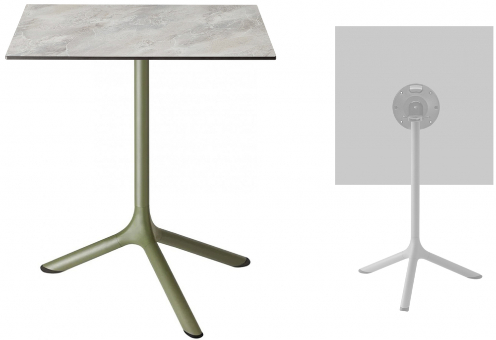 Стол ламинированный обеденный складной Scab Design Tripe Folding, оливковый, каменный