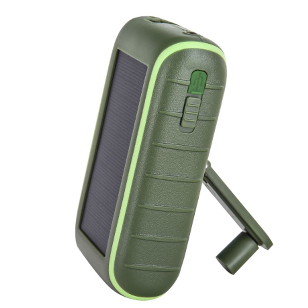 Повербанк с ручной подзарядкой и солнечной панелью Hand Solar Charger