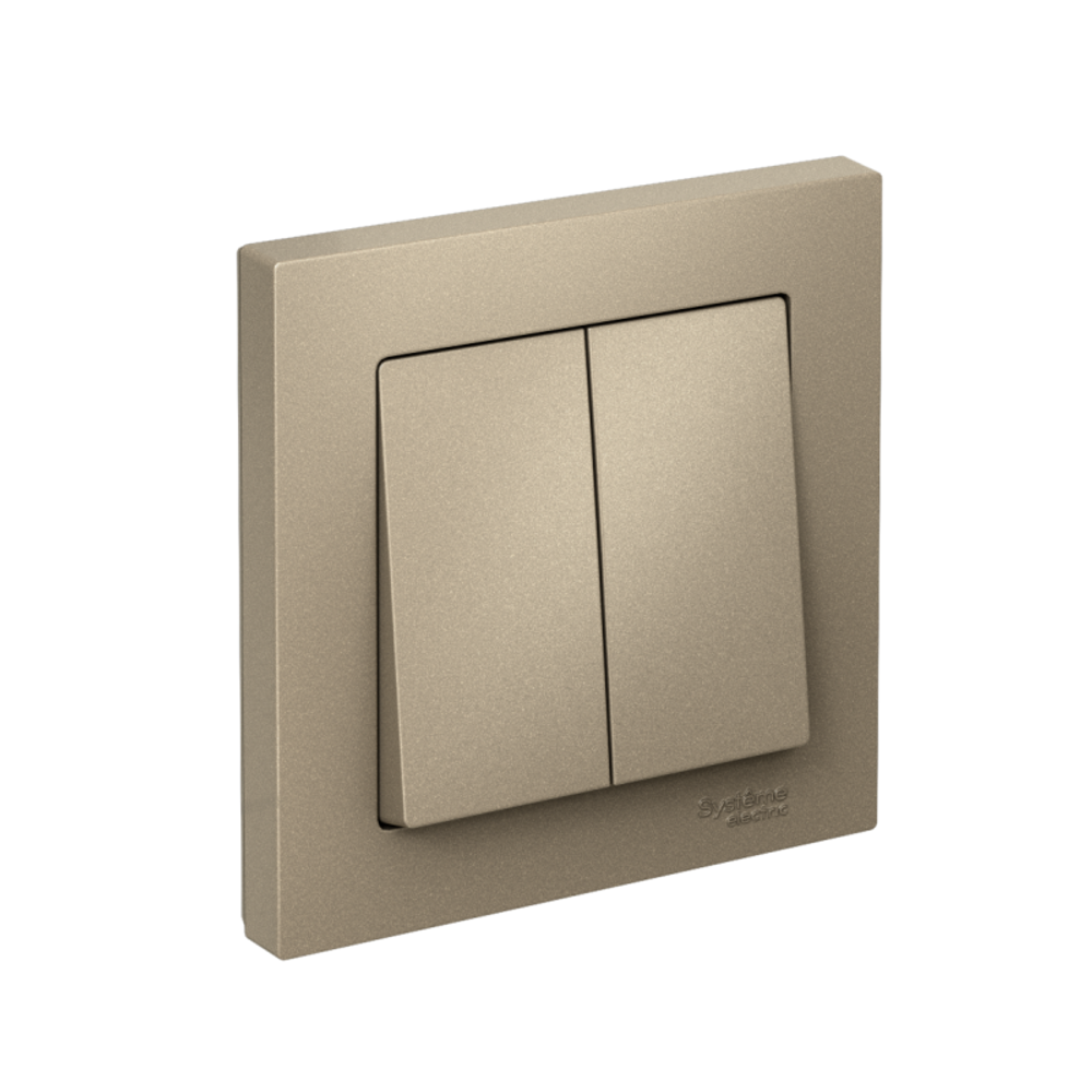 Выключатель 2-кл. СП AtlasDesign 10А IP20 (сх. 5) 10AX в сборе шампань SE ATN000552