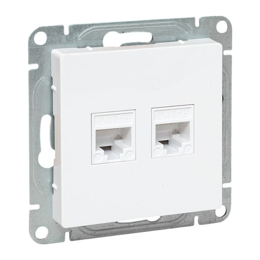 Механизм розетки RJ45 - 2шт, (cat6), белый Эпика EKF