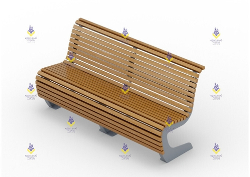 Скамья парковая на металлическом основании со спинкой