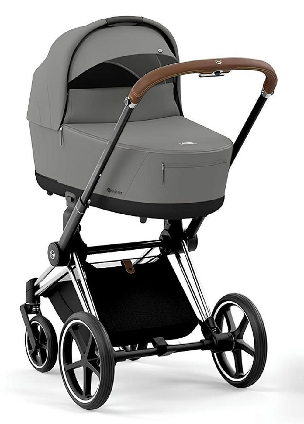 Коляска 3 в 1 Cybex Priam IV Chrome Brown complete и автокресло Cloud T i-Size Peach Pink Plus Mirage Grey