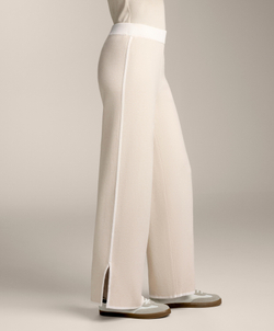 OYSHO Трикотажные брюки прямого кроя с контрастной окантовкой, цвет слоновой кости