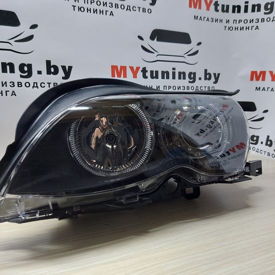 Передние фары angel eyes led black для BMW 3 E46