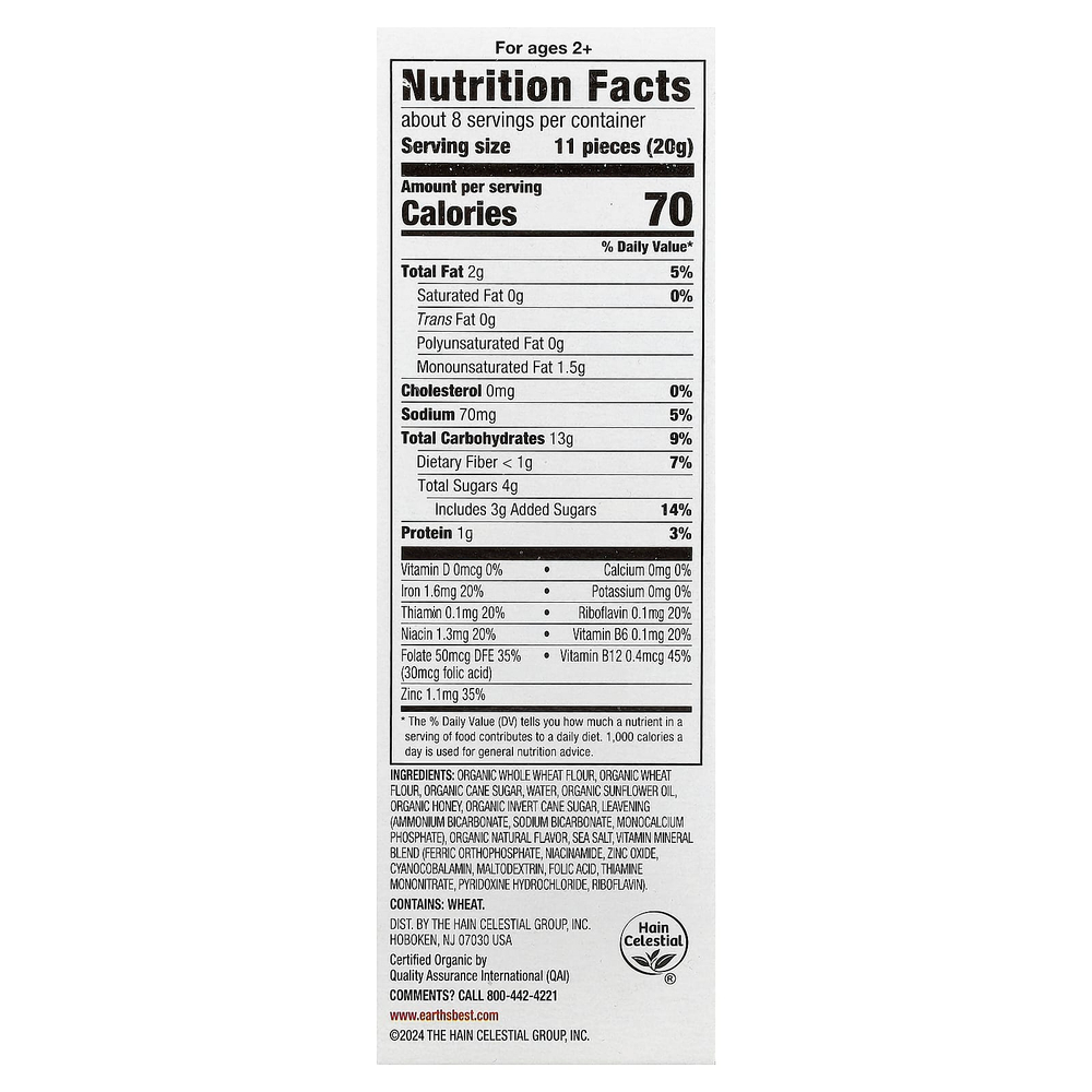 Earth's Best, Organic Crunchin' Grahams®, медовые палочки для детей от 2 лет, 150 г (5,3 унции)