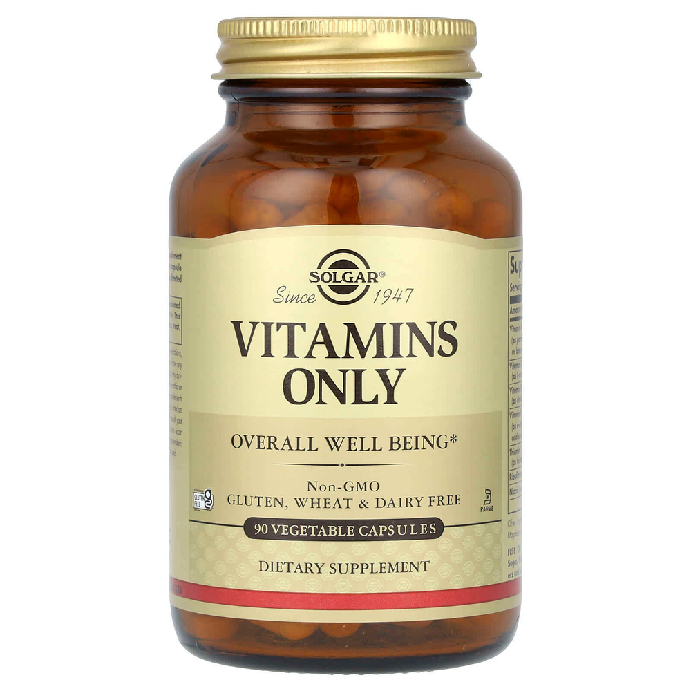 Solgar, Vitamins Only, витамины, 90 вегетарианских капсул