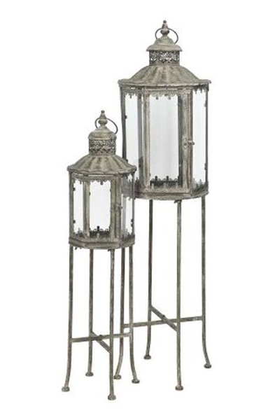 Набор из 2-х подсвечников "Антик грин" 18x18xH77см/ 26x26xH100см