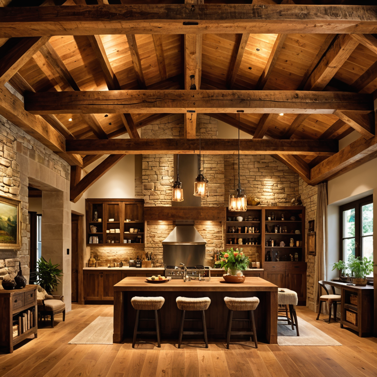 Деревянные балки в интерьере: от декора до функциональных элементов.