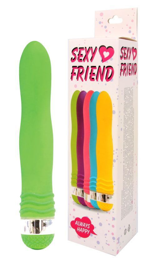 Салатовый эргономичный вибратор Sexy Friend - 17,5 см.