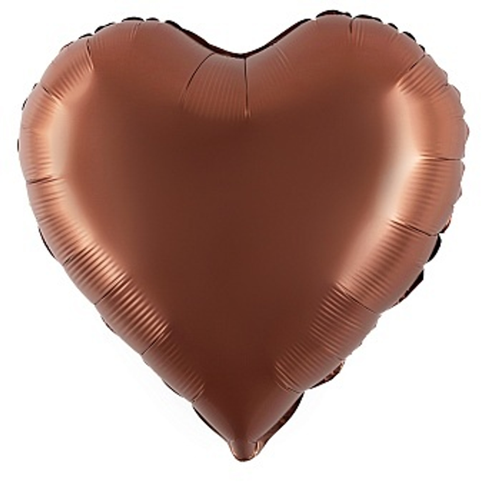 К 18" Сердце Шоколад Сатин 40 см.
