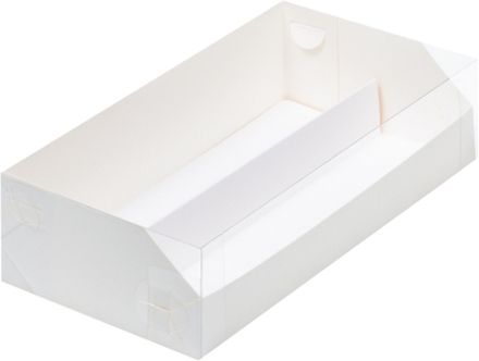 Коробка на 12 макарон с ложементом и прозрачной крышкой белая 21х11х5,5 см