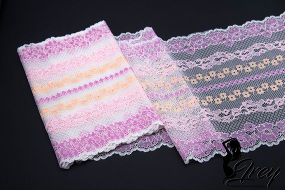 911 ОПТ Кружево эластичное 23 см, узор VS, Италия, белый