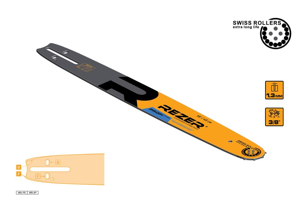 Rezer Profi 455 L 8 F Сварная многослойная направляющая шина для цепных пил