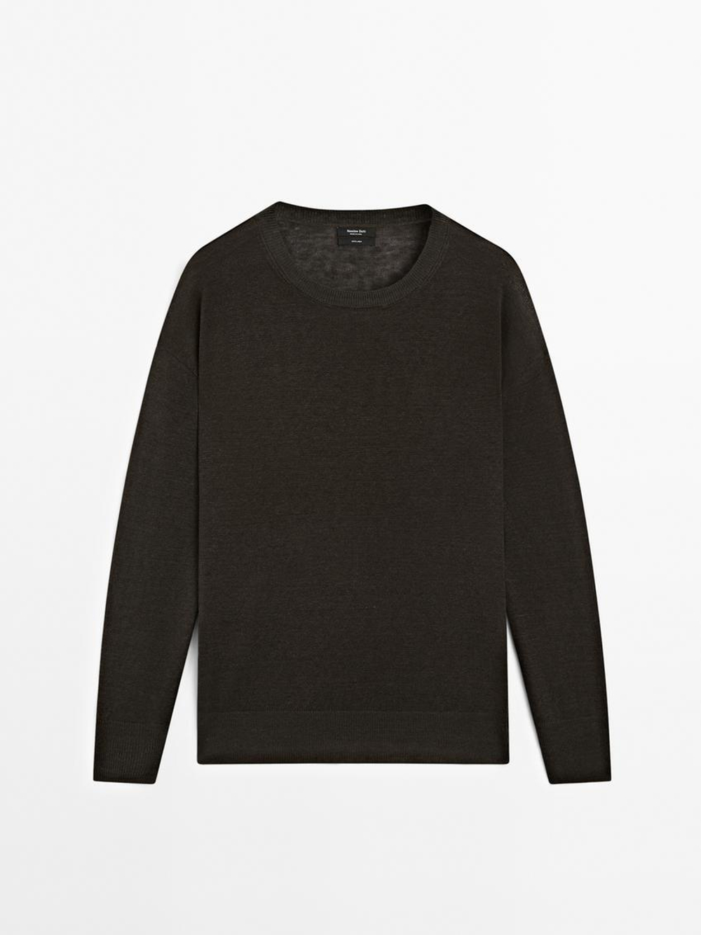 Massimo Dutti Свитер оверсайз из 100% льна, коричневый