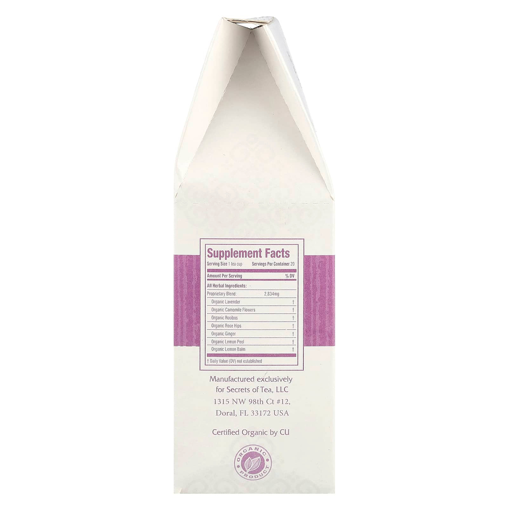 Secrets of Tea, Organic RelaxCalm™, без кофеина, 20 чайных пакетиков, 40 г (1,41 унции)