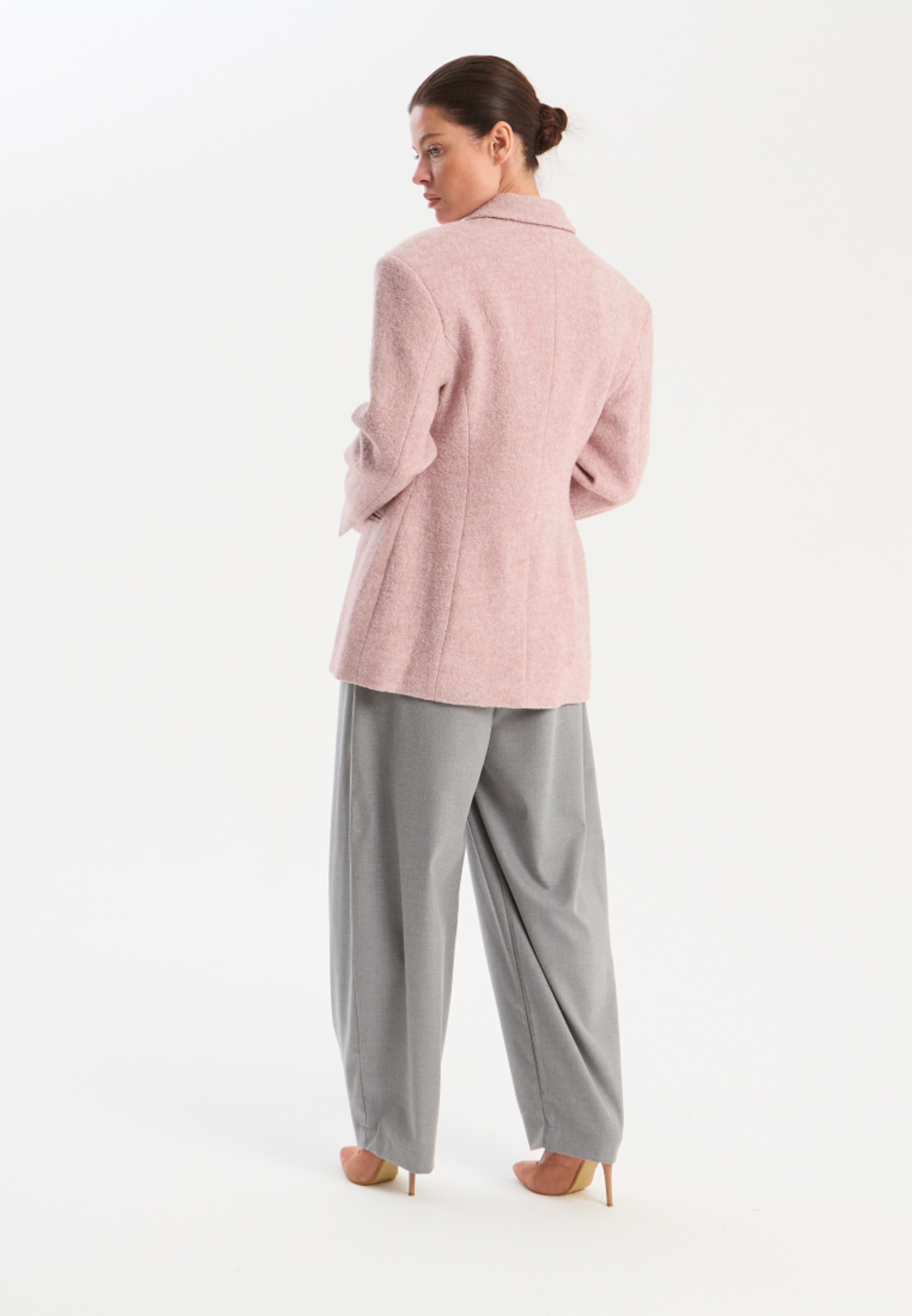 Жакет из шерсти лодена бежево-розовый