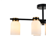 Люстра на штанге 6x40Вт E14, металл/стекло, черный/бронза, белый плафон