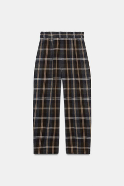 ZARA БРЮКИ В КЛЕТКУ — ZW COLLECTION, СЕРЫЙ МЕЛАНЖ