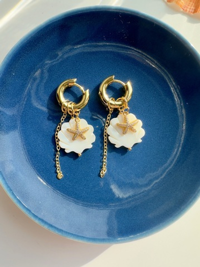 Серьги Крупные ракушки из перламутра