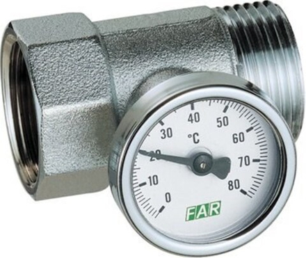 Хр. вставка 1" НР-ВР с термометром(0-80 С)