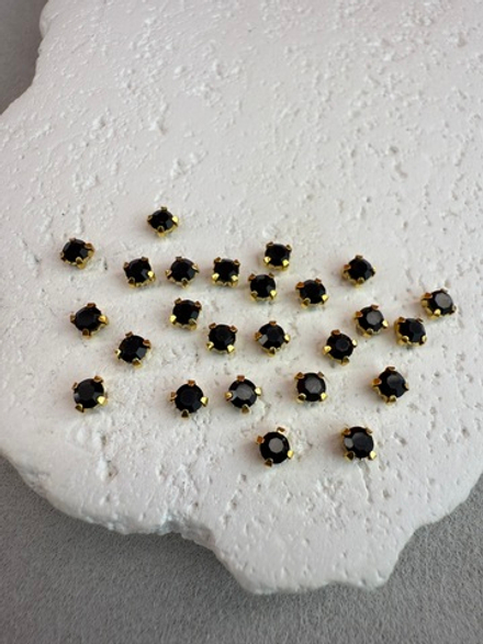 Шатоны 4 мм, Черный в золоте, 25 шт