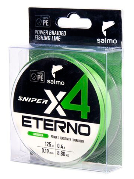 Шнур плетёный Salmo Sniper х4 ETERNO BRAID Apple Green 125/010