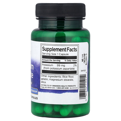 Swanson Vitamins, Аспартат калия, 99 мг, 60 капсул