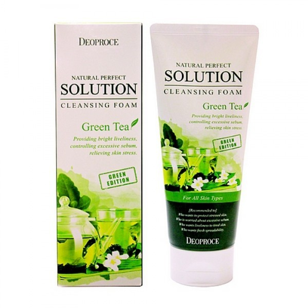 Deoproce Natural Solution Cleansing Foam Greentea пенка для умывания с экстрактом зеленого чая