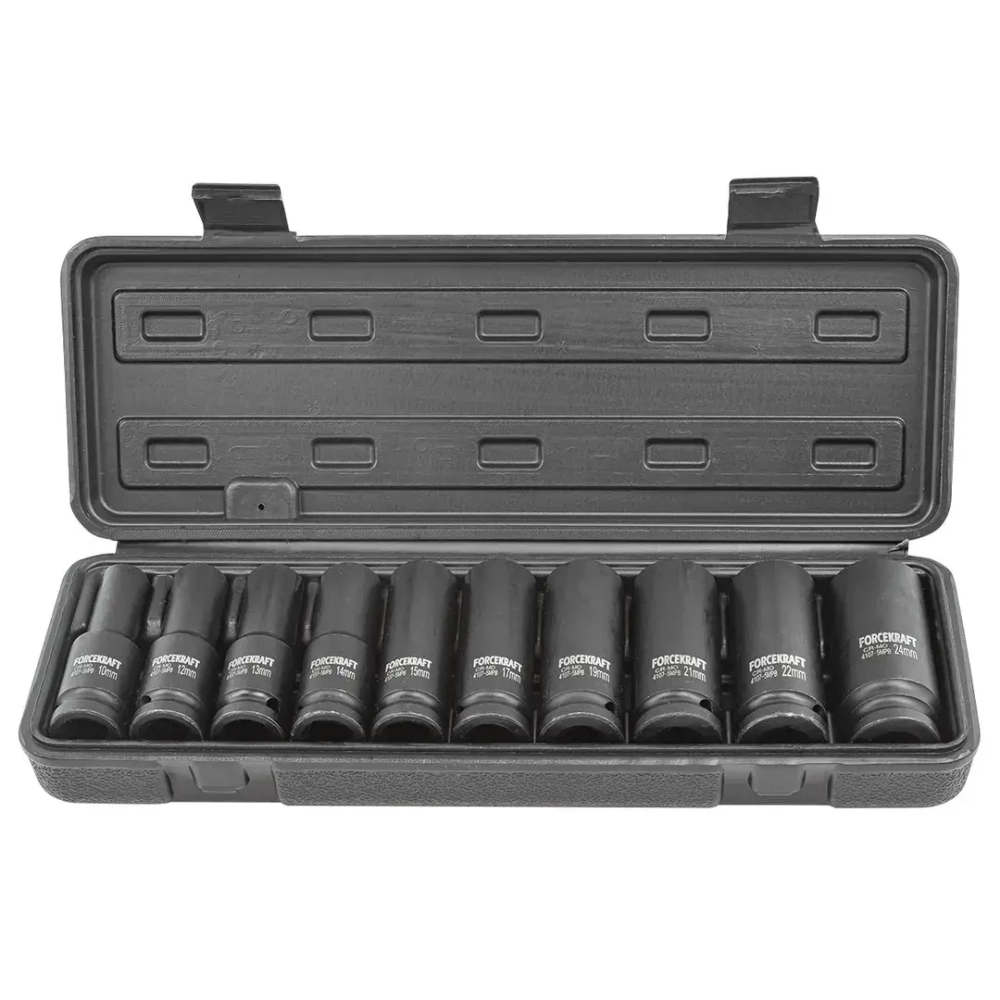 Набор головок ударных глубоких 10пр.,1/2''6гр.(10,12-15,17,19,21,22,24мм), в кейсе FORCEKRAFT FK-4107-5MPB