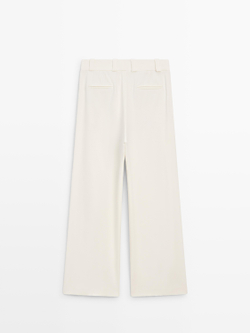 Massimo Dutti Широкие брюки с вытачками - STUDIO, кремовый