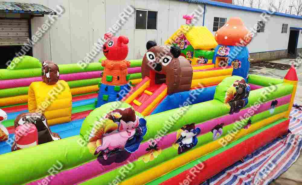 Коммерческий надувной батут "Маша и Миша", 10*6*2,8 м