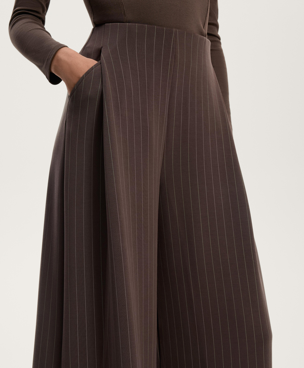 OYSHO Широкие брюки в полоску с мягким на ощупь модалом, темно-коричневый