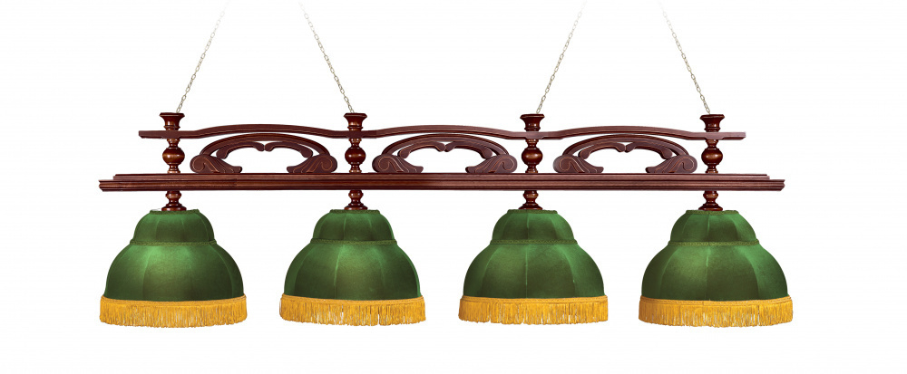Лампа Венеция 4пл. ясень (№2,бархат зеленый,бахрома желтая,фурнитура золото)