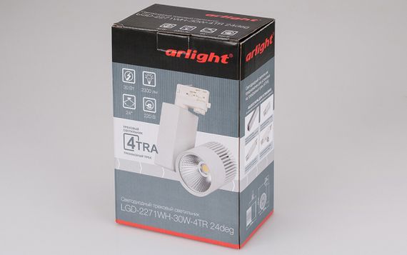 Трековый светодиодный светильник Arlight LGD-2271WH-30W-4TR Day White 24deg 022051