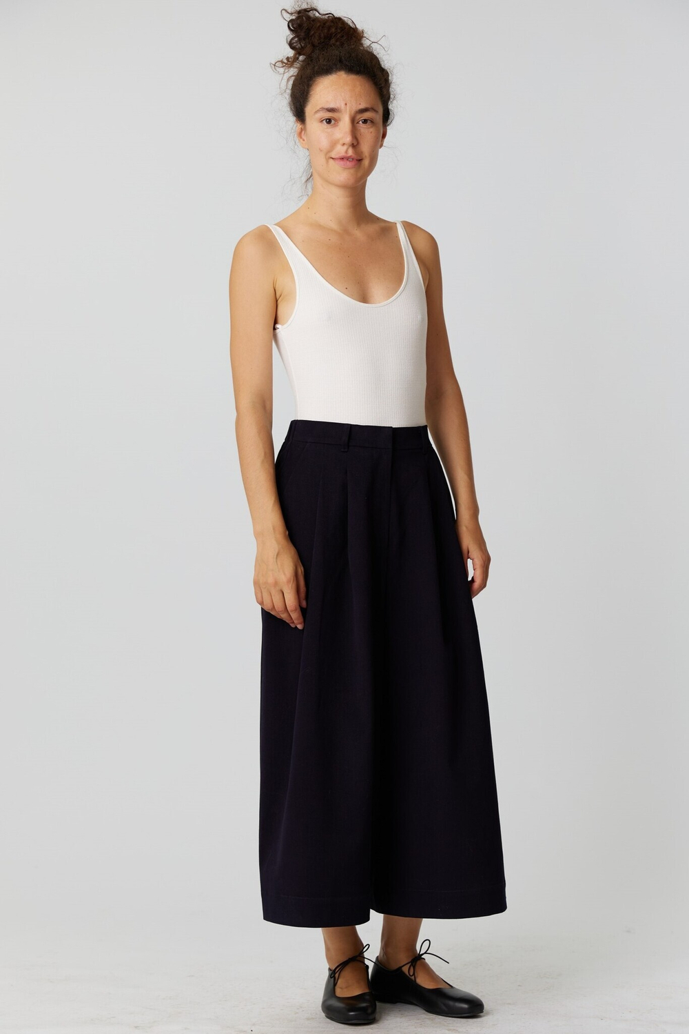 Кюлоты темно-синего цвета из бархатистого хлопка