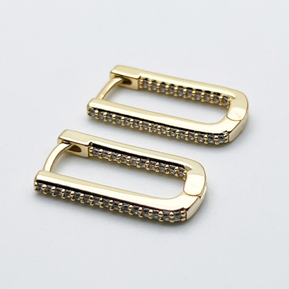 Ювелирные швензы Конго, позолота, фианиты, размер 21*11*2,2 мм, цена за пару