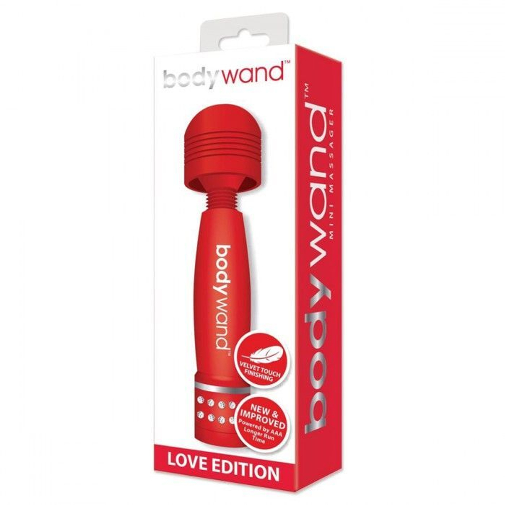 Жезловый мини-вибратор Bodywand Love Edition, 11 см, с кристаллами