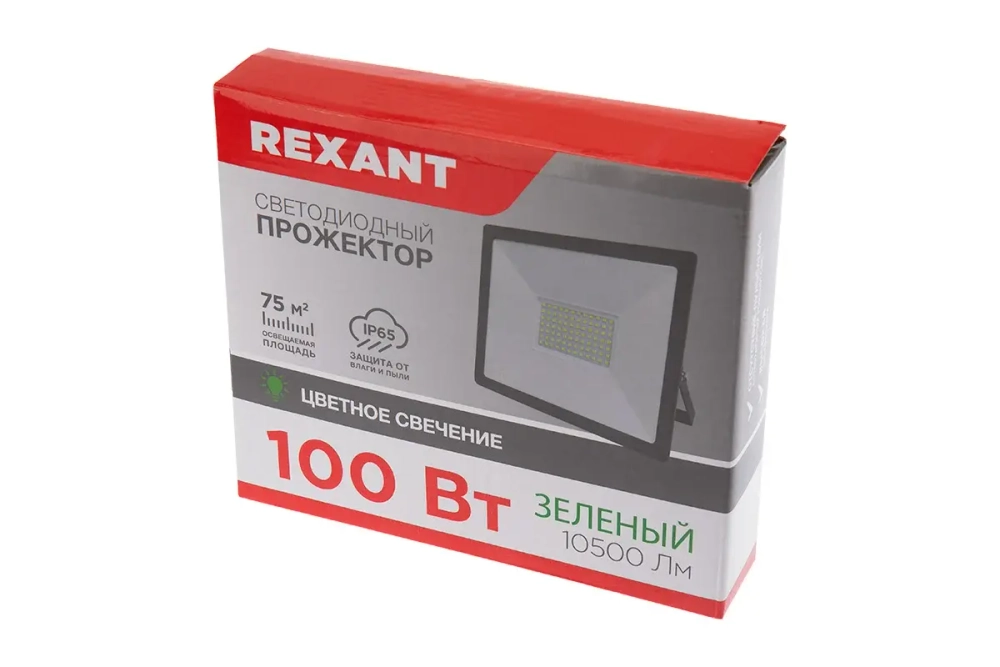 Светодиодный прожектор REXANT 100 Вт зеленое свечение 605-018