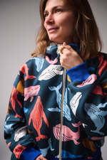 Худи на молнии укороченная с начесом, «Киты»