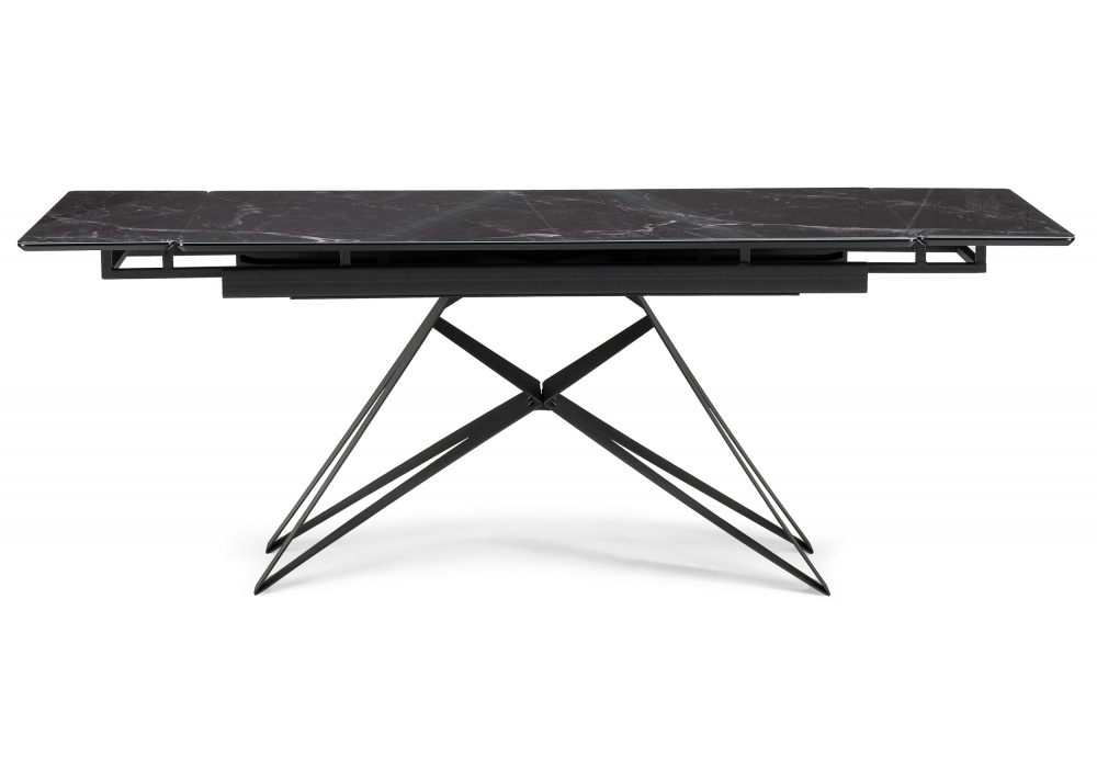 Стол стеклянный Woodville Блэкберн 140(200)х80 черный мрамор, черный