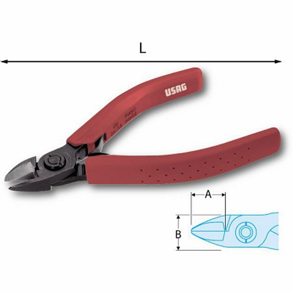 020/4 Кусачки повышенной прочности с полуплоскими режущими кромками, 125 мм, USAG (Италия)